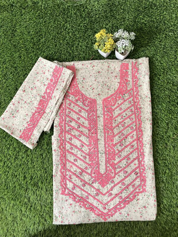 : Printed Lawn Jalabiya with Sindhi hand embroidery on Neck and Sleeves